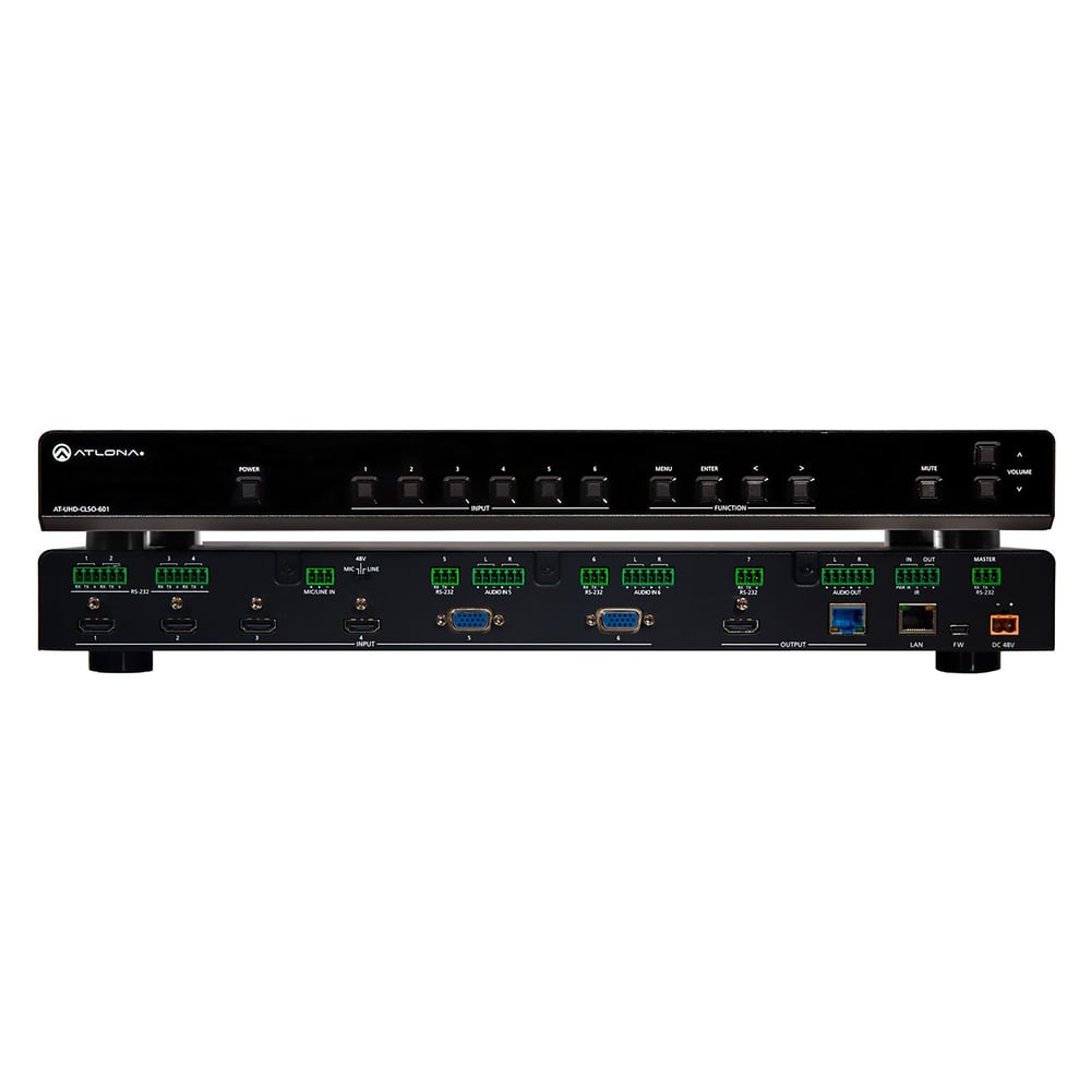 ATLONA AT-UHD-CLSO-601 4K/Uhd 6 Input Multi-Format Switcher With Mirrored Hdmi And Hdbaset Out