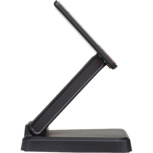 Atlona AT-VTP-VTM side profile with hinged arm holding a touch panel at a reclined viewing angle