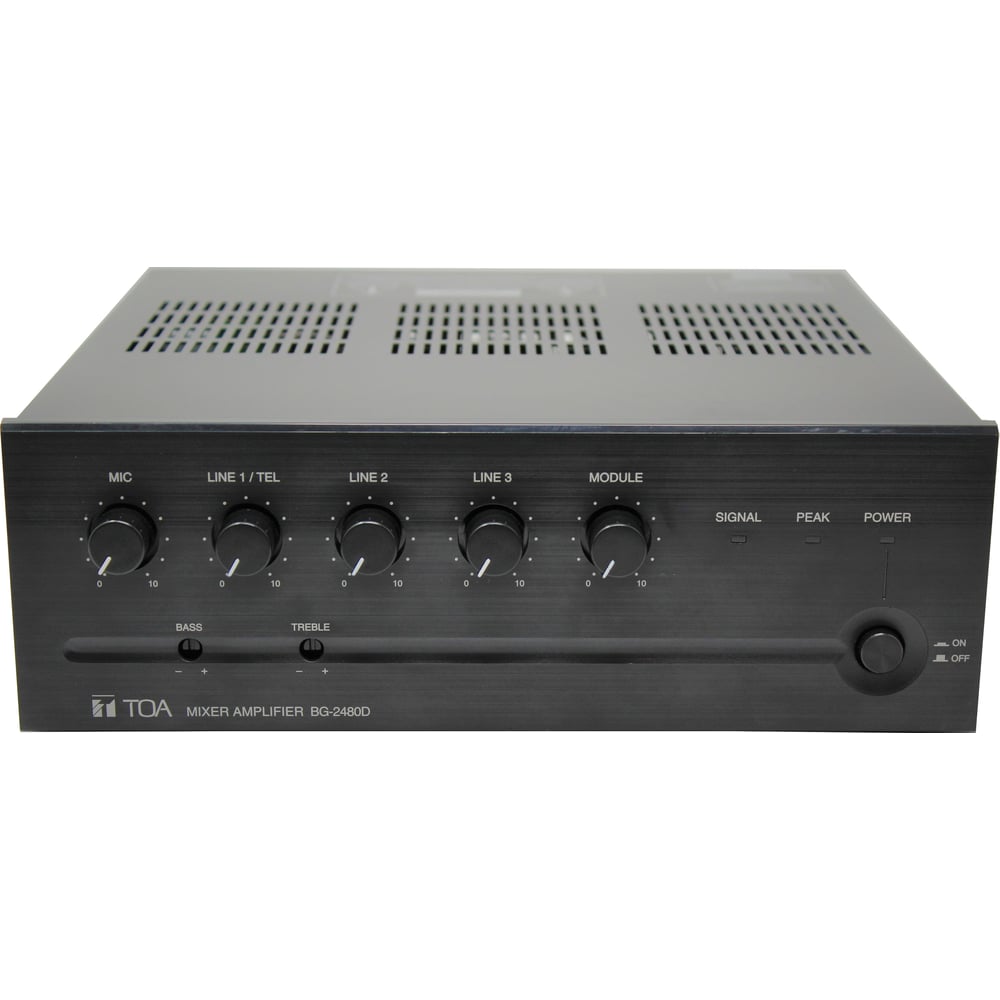 TOA BG-2480D-AM 5-Input Mixer-Amp, 480W @70V, Class D Power, Option Module Slot