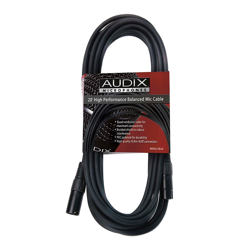 Audix CBL20 Premium 20Ft Xlr-Xlr Balanced Low Impedance Microp Hone Cable
