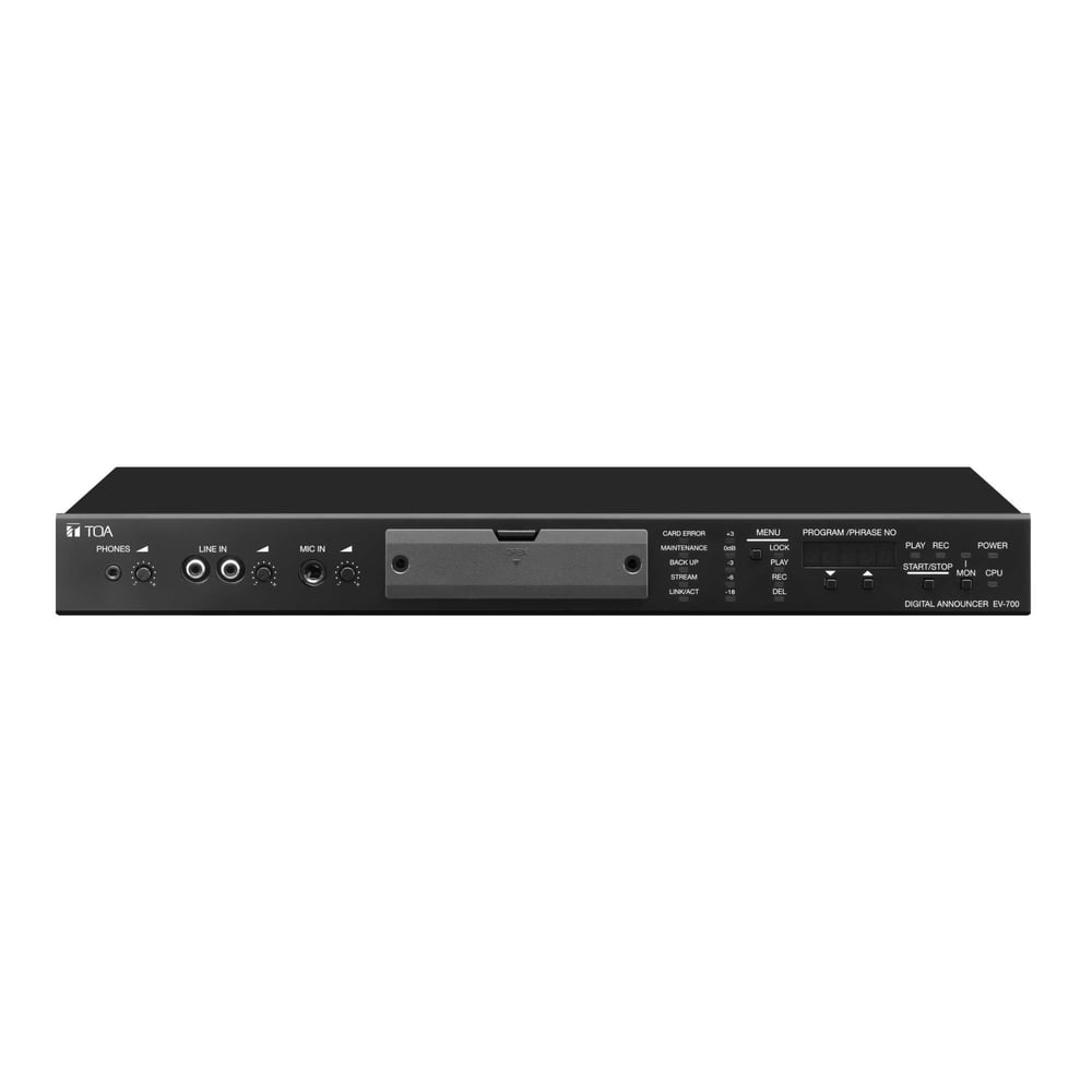 TOA EV-700PS Rack-Mountable Digital Message Repeater, Stores Over 32000 Wav Messages