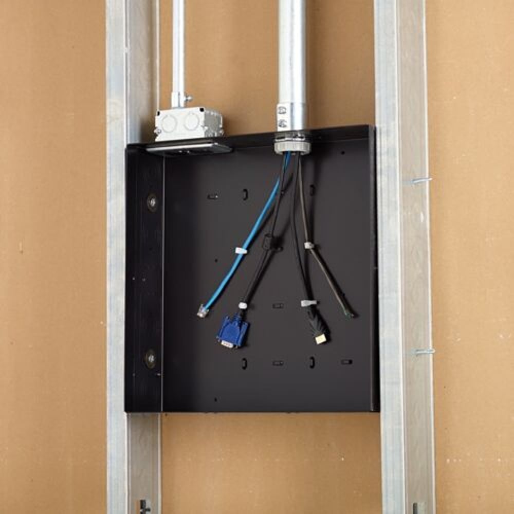 Chief PAC526FBP6 In-Wall Large Blk - W/ Surgex 3 Outlets