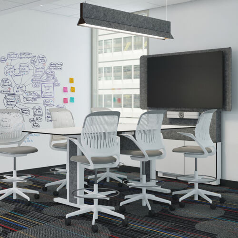 Middle Atlantic TBL-ANG-5P-CH-WW Forum 5 Person Angle Table, 38" Counter Height, Light Finish