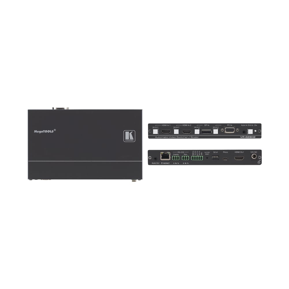 Kramer 72-000074590 4K60 4:4:4 Scaler / Switcher With 2 Hdmi, 1 Dp And 1 Vga Input