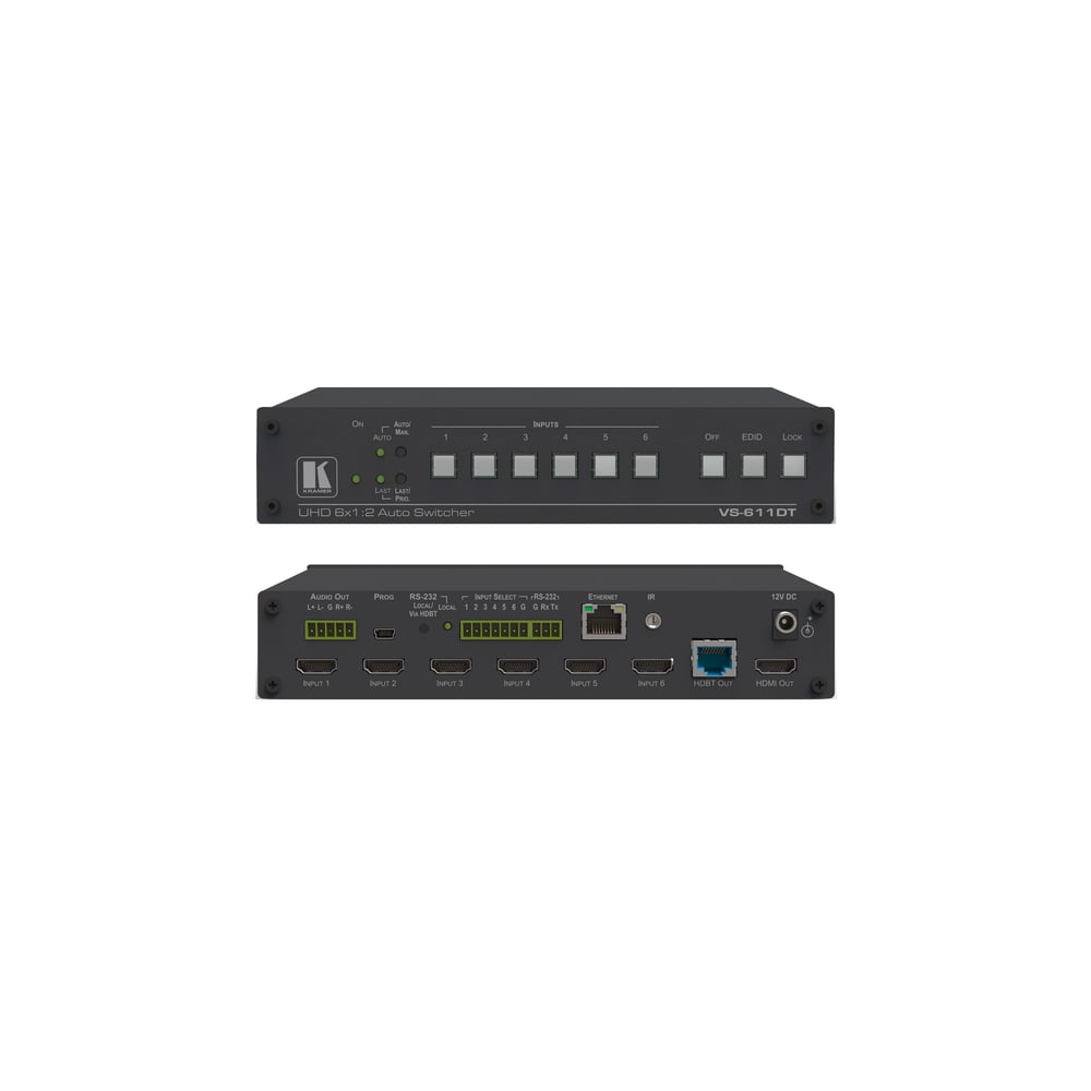 Kramer 20-00611090 6X1:2 4K60 4:2:0 Hdmi Auto Switcher And Poe Provider Over Hdbaset