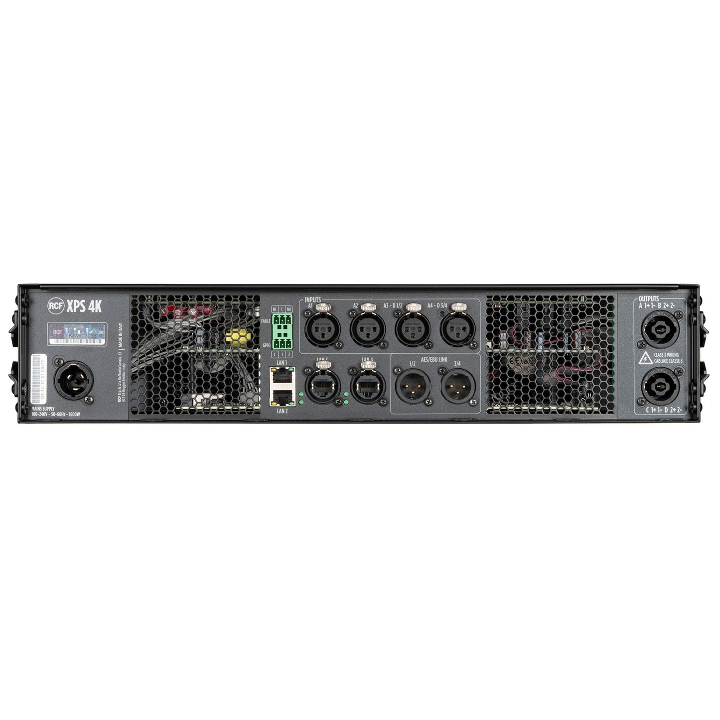 RCF XPS-4K Class D Power Amplifier with DSP, RDNet Management (4 X 1,000 W @ 4 Ω)