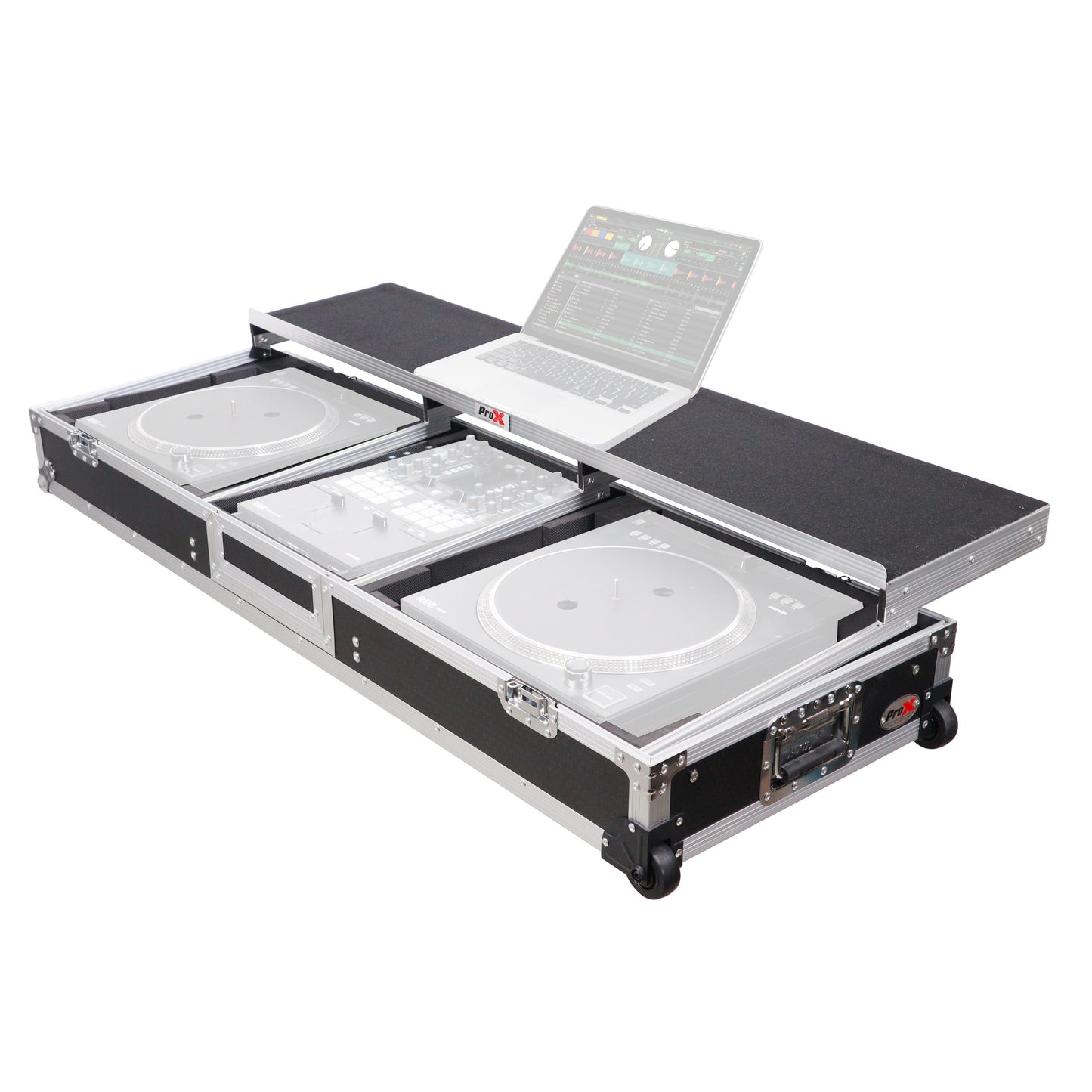 ProX XS-TMC1012WLTFSTND DJ Coffin Flight Case for Turntables and Mixer