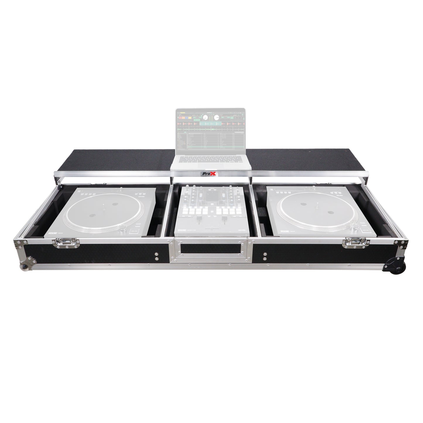 ProX XS-TMC1012WLTFSTND DJ Coffin Flight Case for Turntables and Mixer