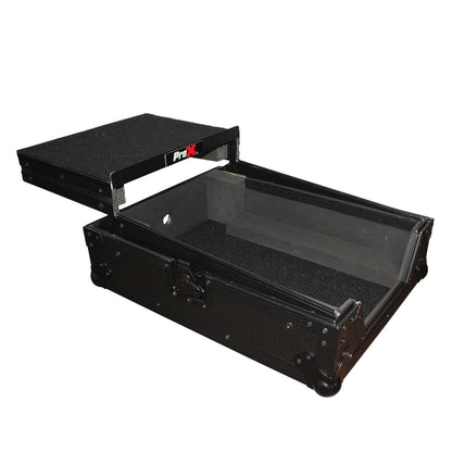 ProX ATA Flight Case for 12" DJ Mixers Honeycomb Road Case | Black | With Laptop Shelf