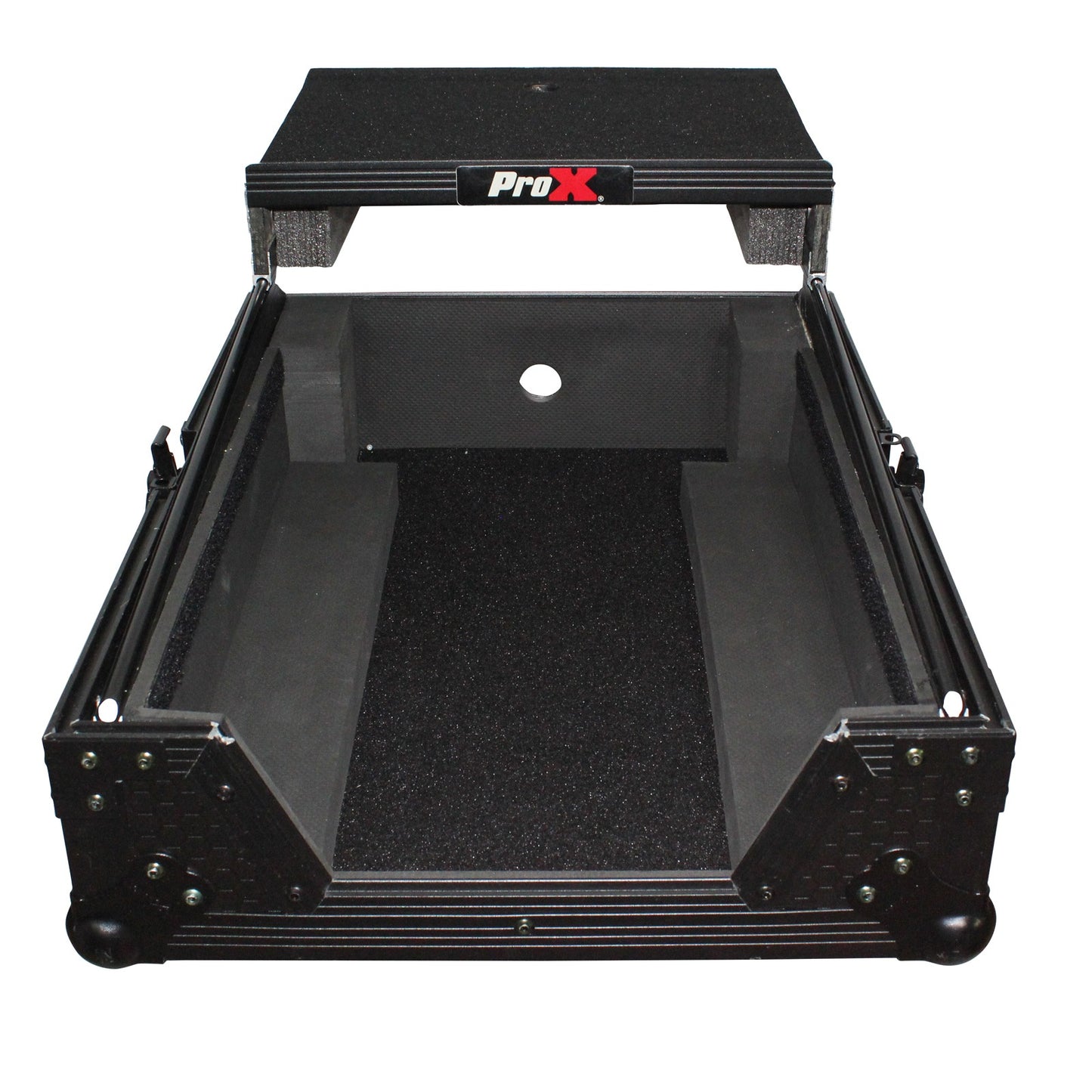 ProX ATA Flight Case for 12" DJ Mixers Honeycomb Road Case | Black | With Laptop Shelf