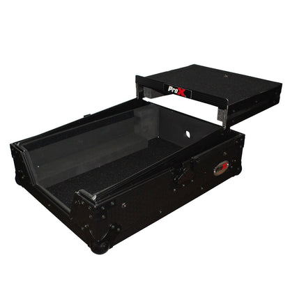 ProX ATA Flight Case for 12" DJ Mixers Honeycomb Road Case | Black | With Laptop Shelf