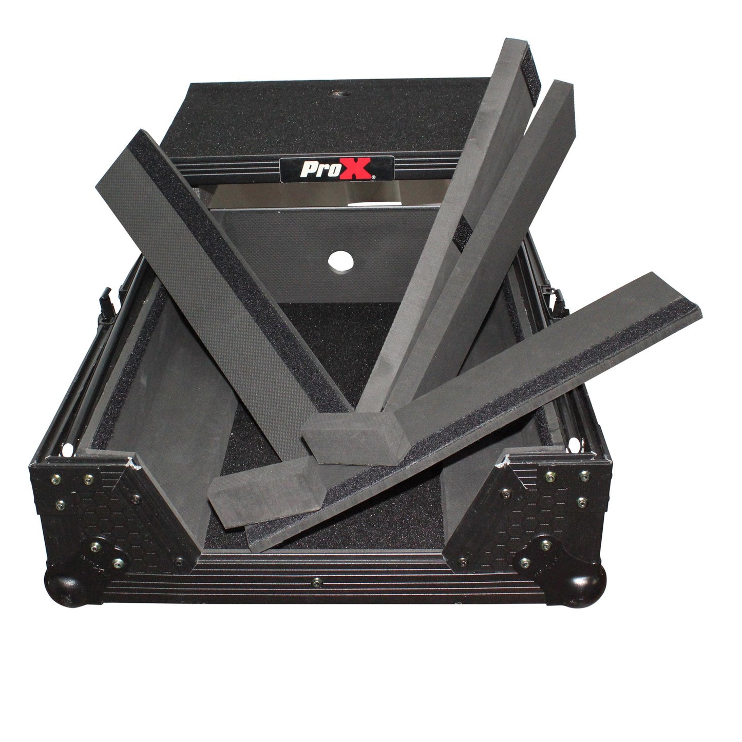 ProX ATA Flight Case for 12" DJ Mixers Honeycomb Road Case | Black | With Laptop Shelf