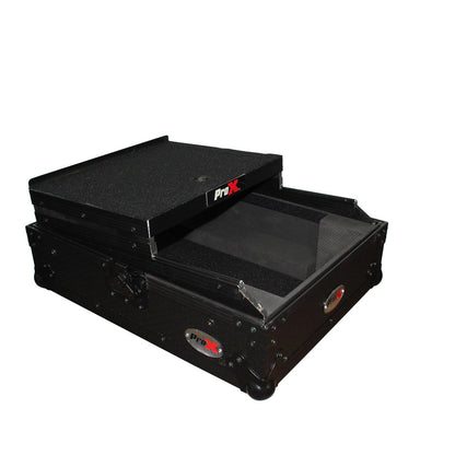 ProX ATA Flight Case for 12" DJ Mixers Honeycomb Road Case | Black | With Laptop Shelf