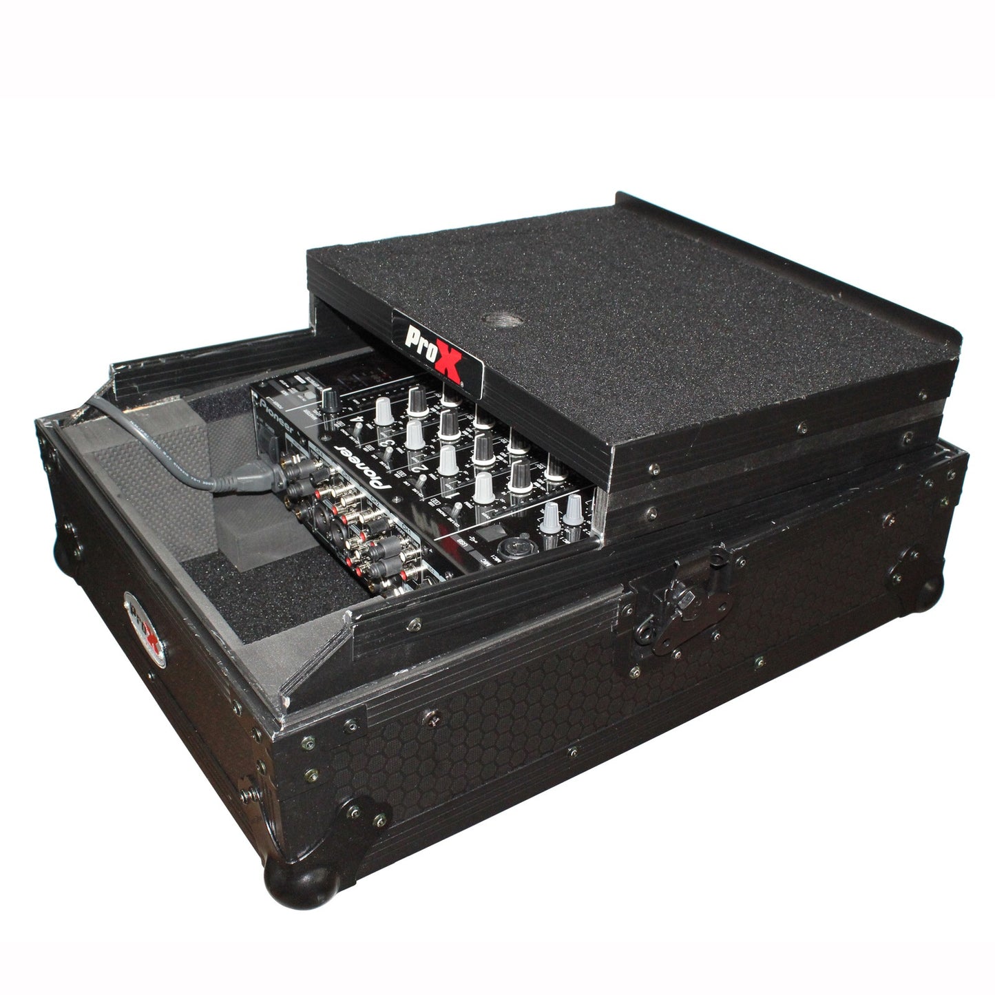 ProX ATA Flight Case for 12" DJ Mixers Honeycomb Road Case | Black | With Laptop Shelf