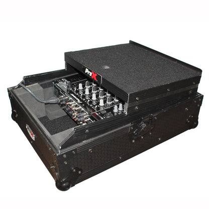 ProX ATA Flight Case for 12" DJ Mixers Honeycomb Road Case | Black | With Laptop Shelf