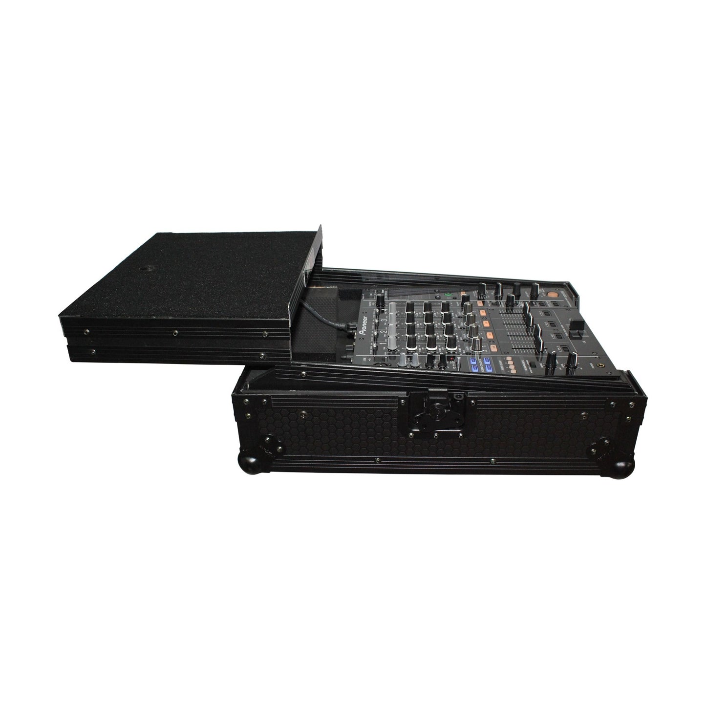ProX ATA Flight Case for 12" DJ Mixers Honeycomb Road Case | Black | With Laptop Shelf