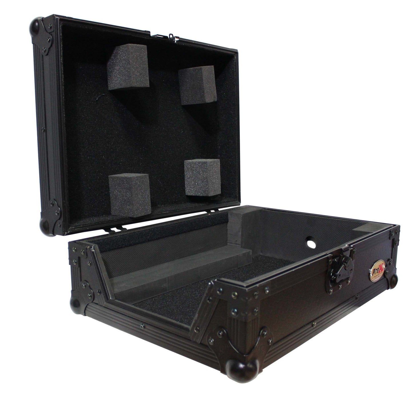 ProX ATA Flight Case for 12" DJ Mixers Honeycomb Road Case | Black | Without Laptop Shelf