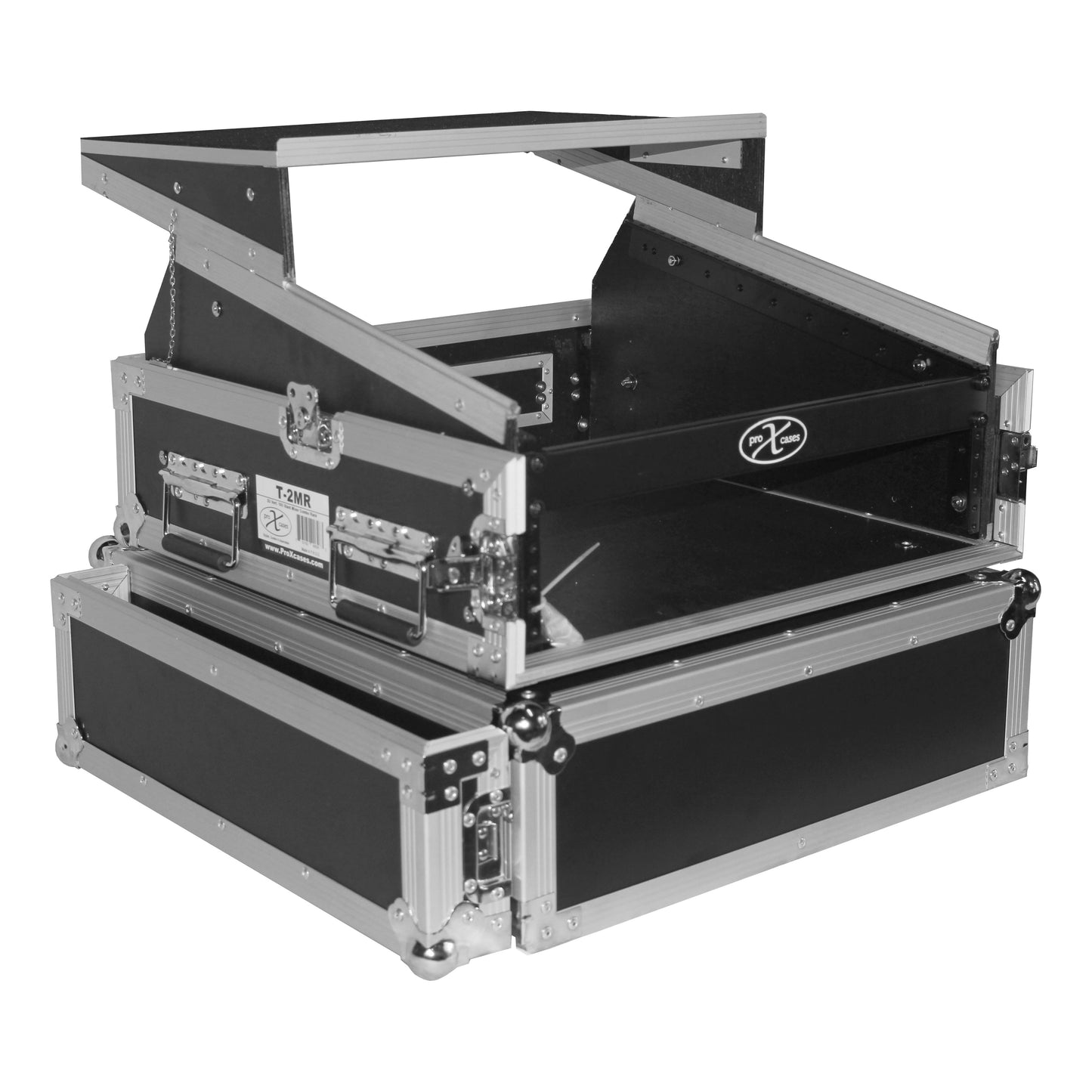 ProX T-2MRLT 2U Rack x 10U Top Mixer DJ Combo Flight Case w Laptop Shelf