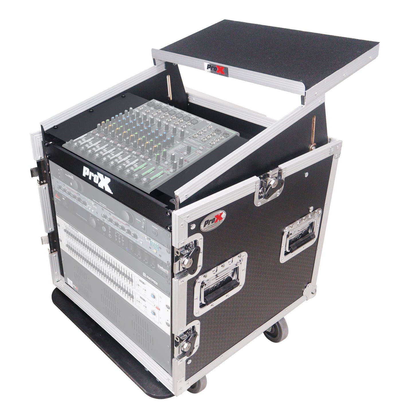 ProX T-12MRLT 12U Vertical Combo Rack Flight Case With Laptop Shelf