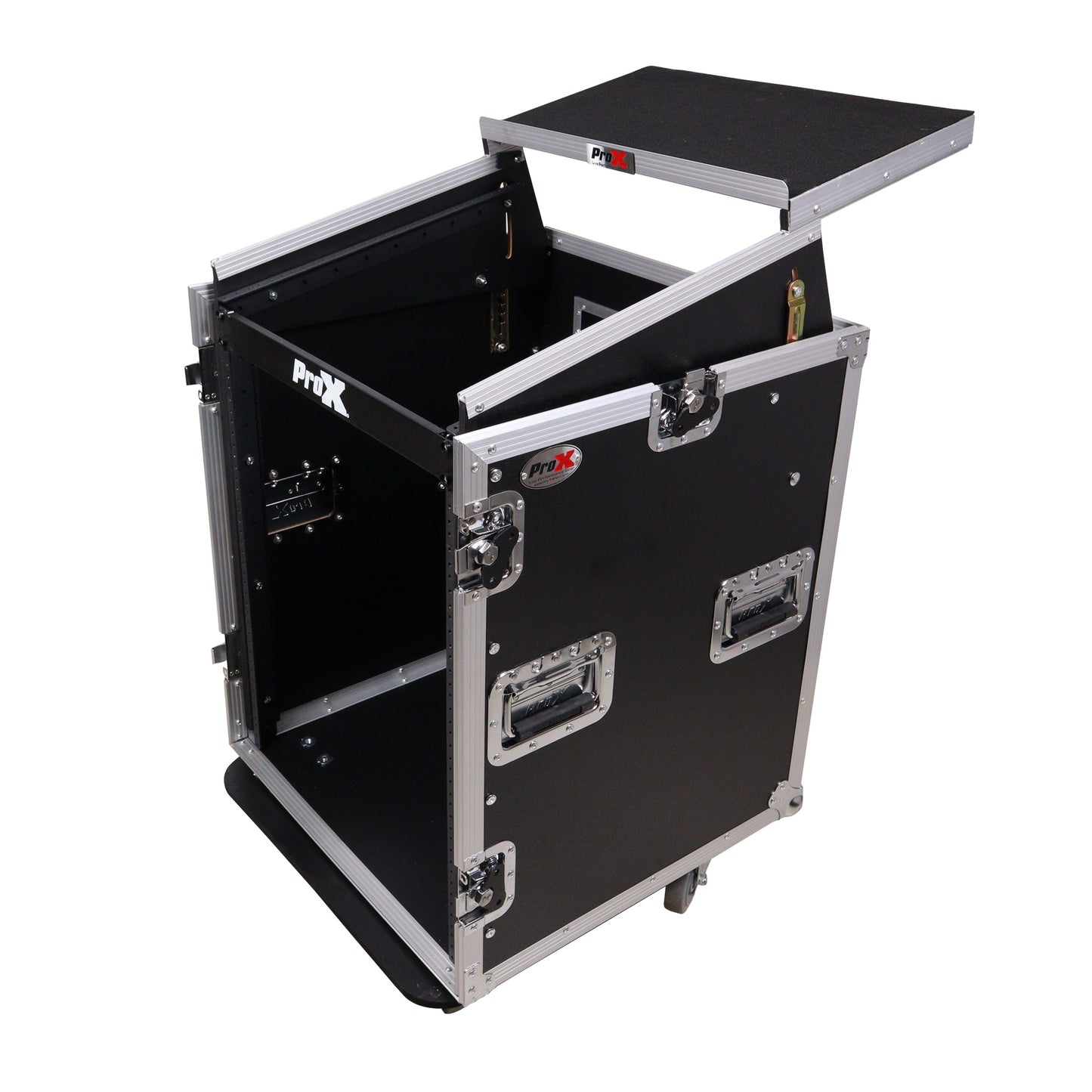 ProX T-14MRLT 14U Vertical Combo Rack Flight Case With Laptop Shelf