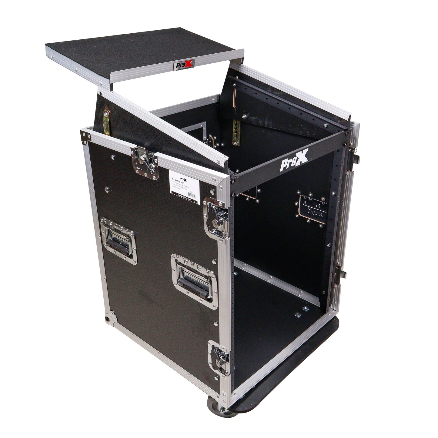 ProX T-14MRLT 14U Vertical Combo Rack Flight Case With Laptop Shelf