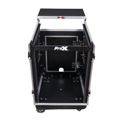 ProX T-14MRLT 14U Vertical Combo Rack Flight Case With Laptop Shelf