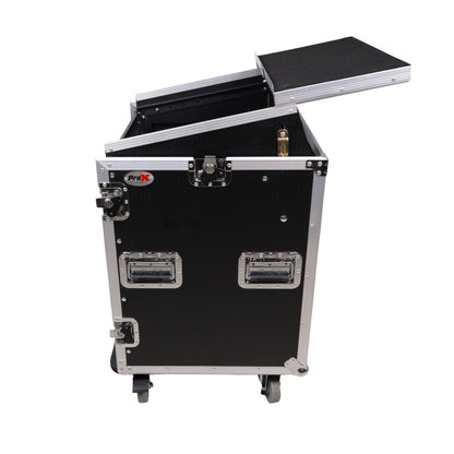 ProX T-14MRLT 14U Vertical Combo Rack Flight Case With Laptop Shelf