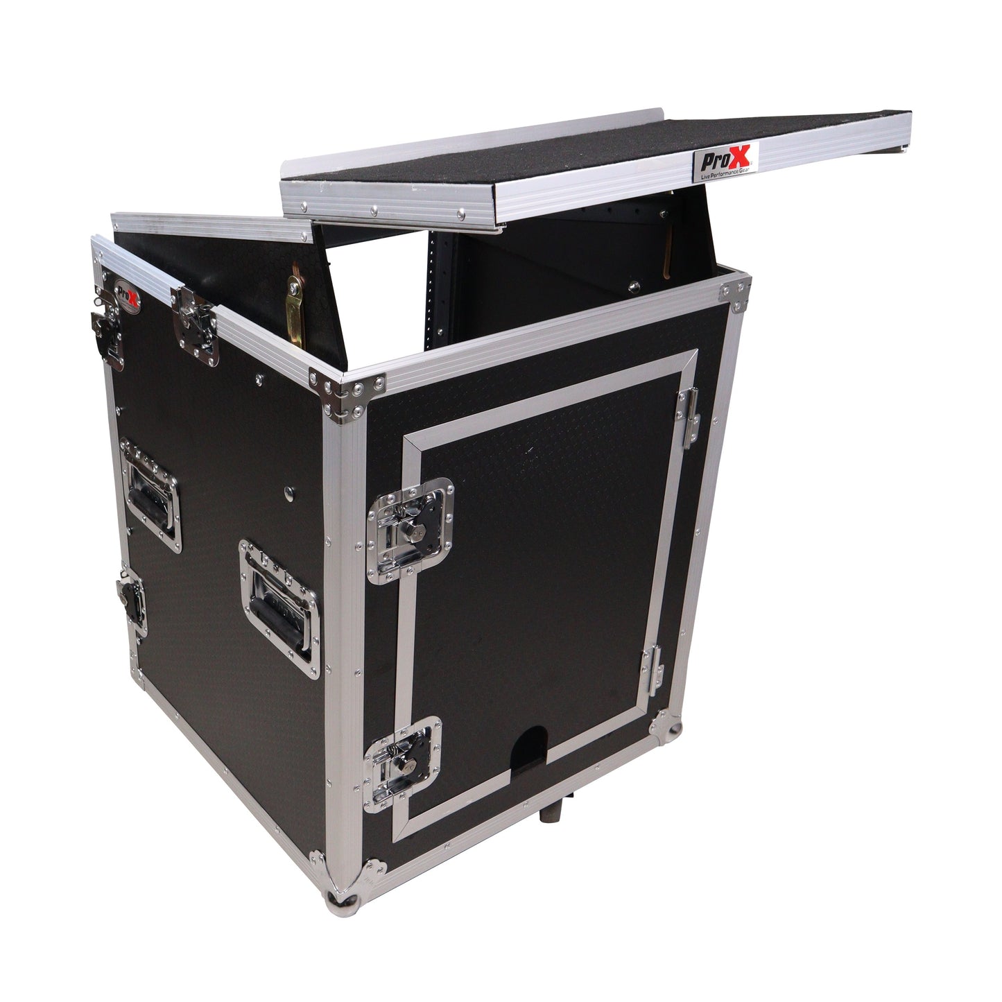 ProX T-14MRLT 14U Vertical Combo Rack Flight Case With Laptop Shelf