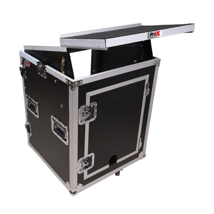ProX T-14MRLT 14U Vertical Combo Rack Flight Case With Laptop Shelf