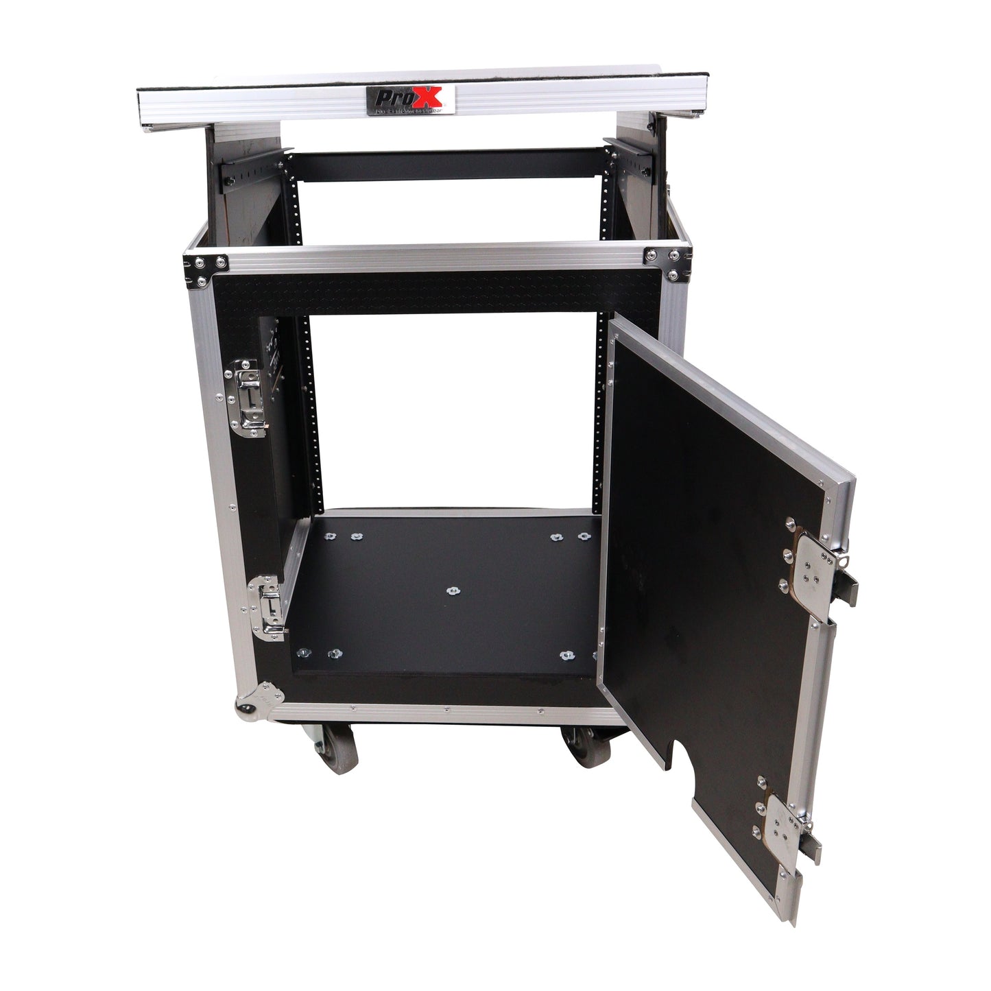 ProX T-14MRLT 14U Vertical Combo Rack Flight Case With Laptop Shelf