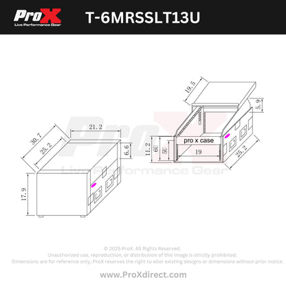 ProX T-6MRSS13ULT 13U Top 6U Front Combo Rack Flight Case