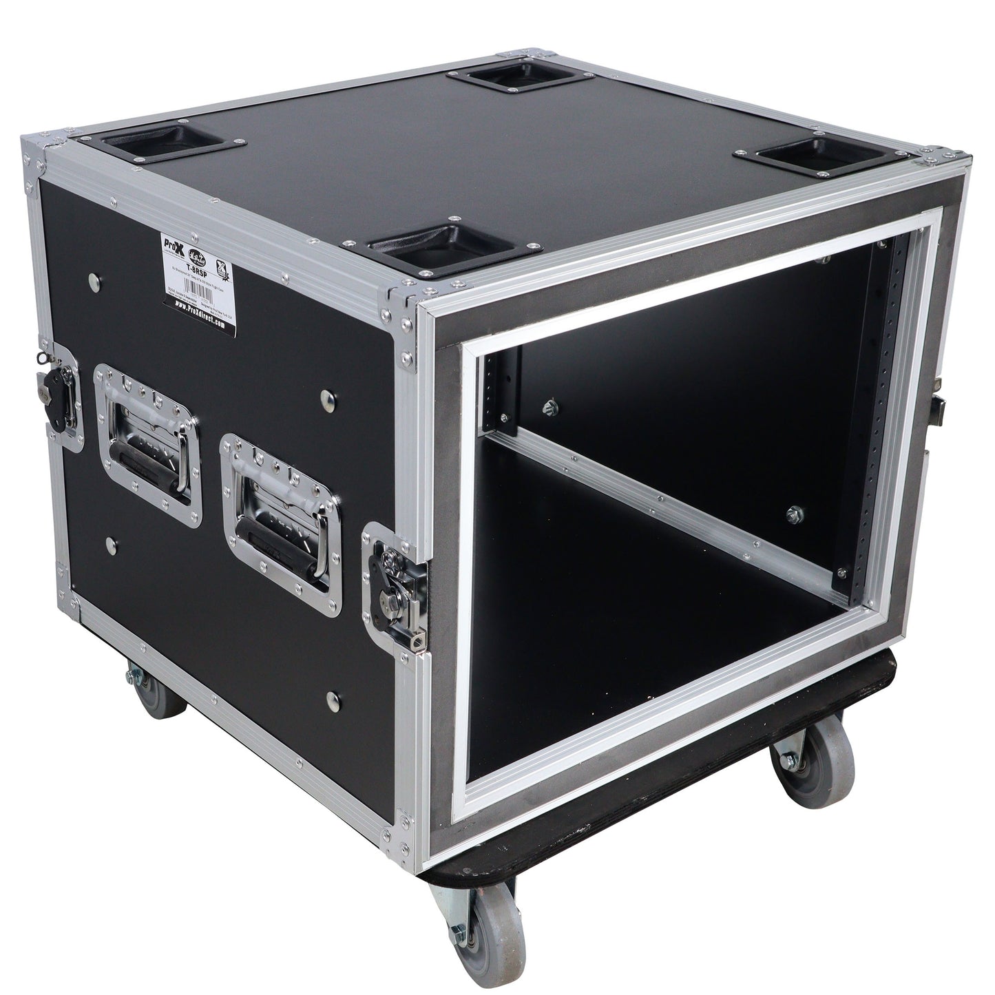 ProX T-8RSP 8U Shockproof Rack Mount Flight Case With Casters