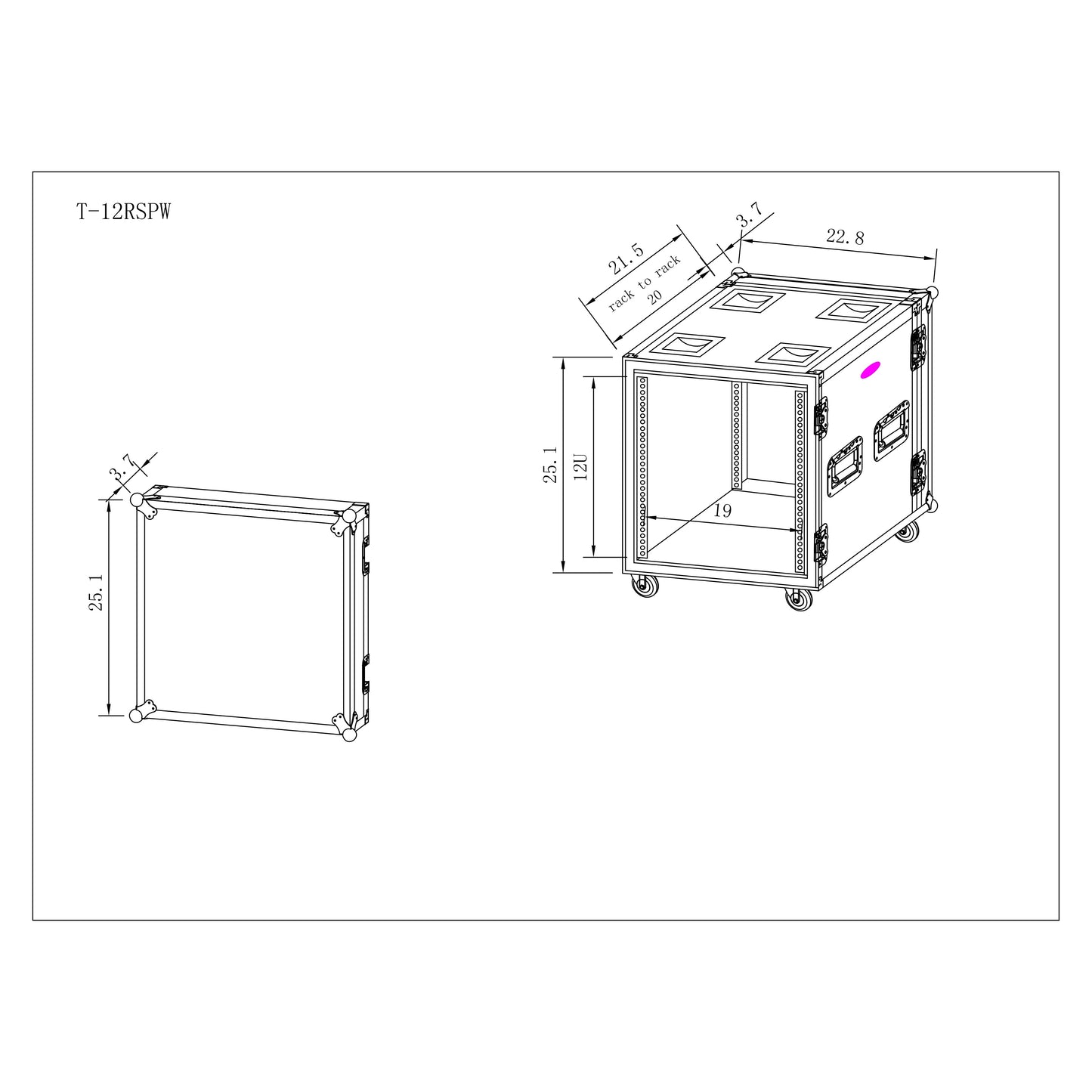 ProX T-12RSP 12U Shockproof Amp Rack ATA Flight Case