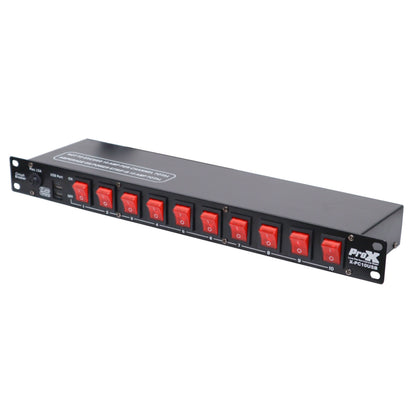 ProX X-PC10USB 10-Outlet Rack Power Strip With LED Switches
