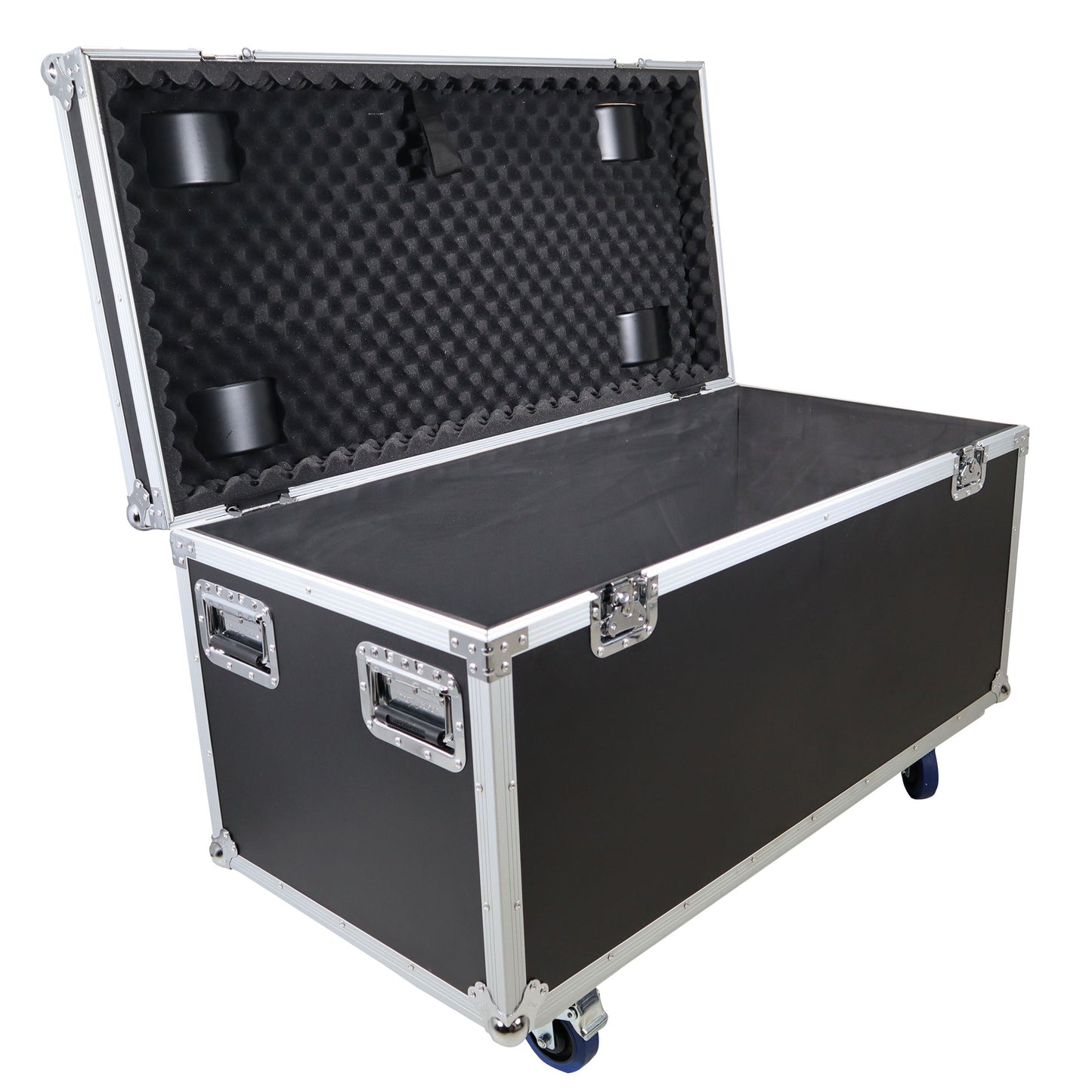 ProX Utility Trunk Storage Case ATA Road Case With Foam | Large (21.5 in x 44 in x 21 in) | Recessed Spring-Loaded | 4" Casters (2 Locking)