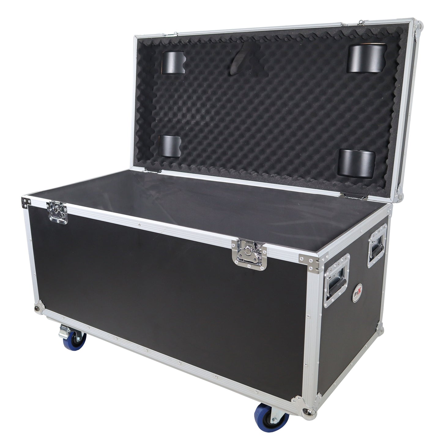 ProX Utility Trunk Storage Case ATA Road Case With Foam | Large (21.5 in x 44 in x 21 in) | Recessed Spring-Loaded | 4" Casters (2 Locking)