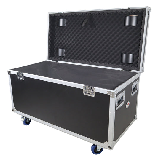 ProX Utility Trunk Storage Case ATA Road Case With Foam | Large (21.5 in x 44 in x 21 in) | Recessed Spring-Loaded | 4" Casters (2 Locking)