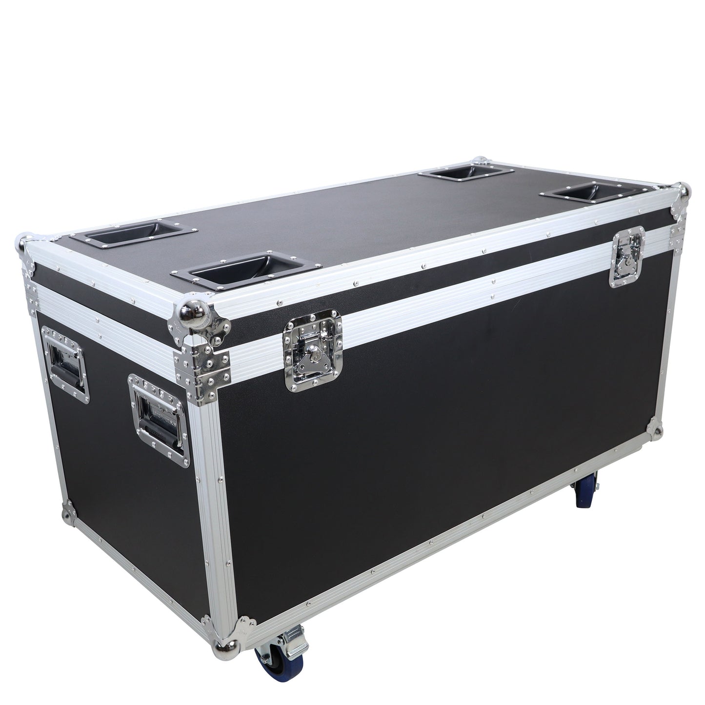 ProX Utility Trunk Storage Case ATA Road Case With Foam | Large (21.5 in x 44 in x 21 in) | Recessed Spring-Loaded | 4" Casters (2 Locking)