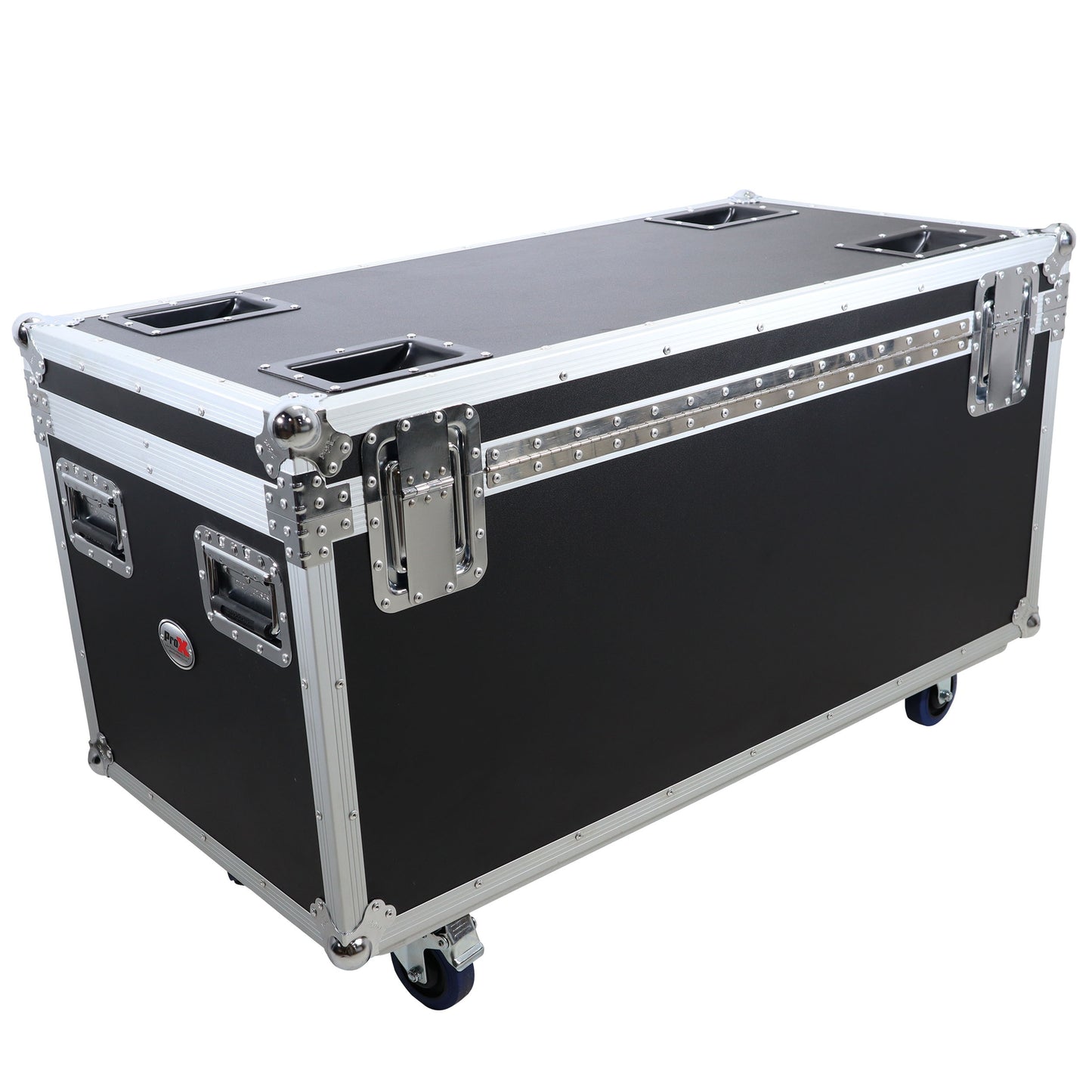 ProX Utility Trunk Storage Case ATA Road Case With Foam | Large (21.5 in x 44 in x 21 in) | Recessed Spring-Loaded | 4" Casters (2 Locking)