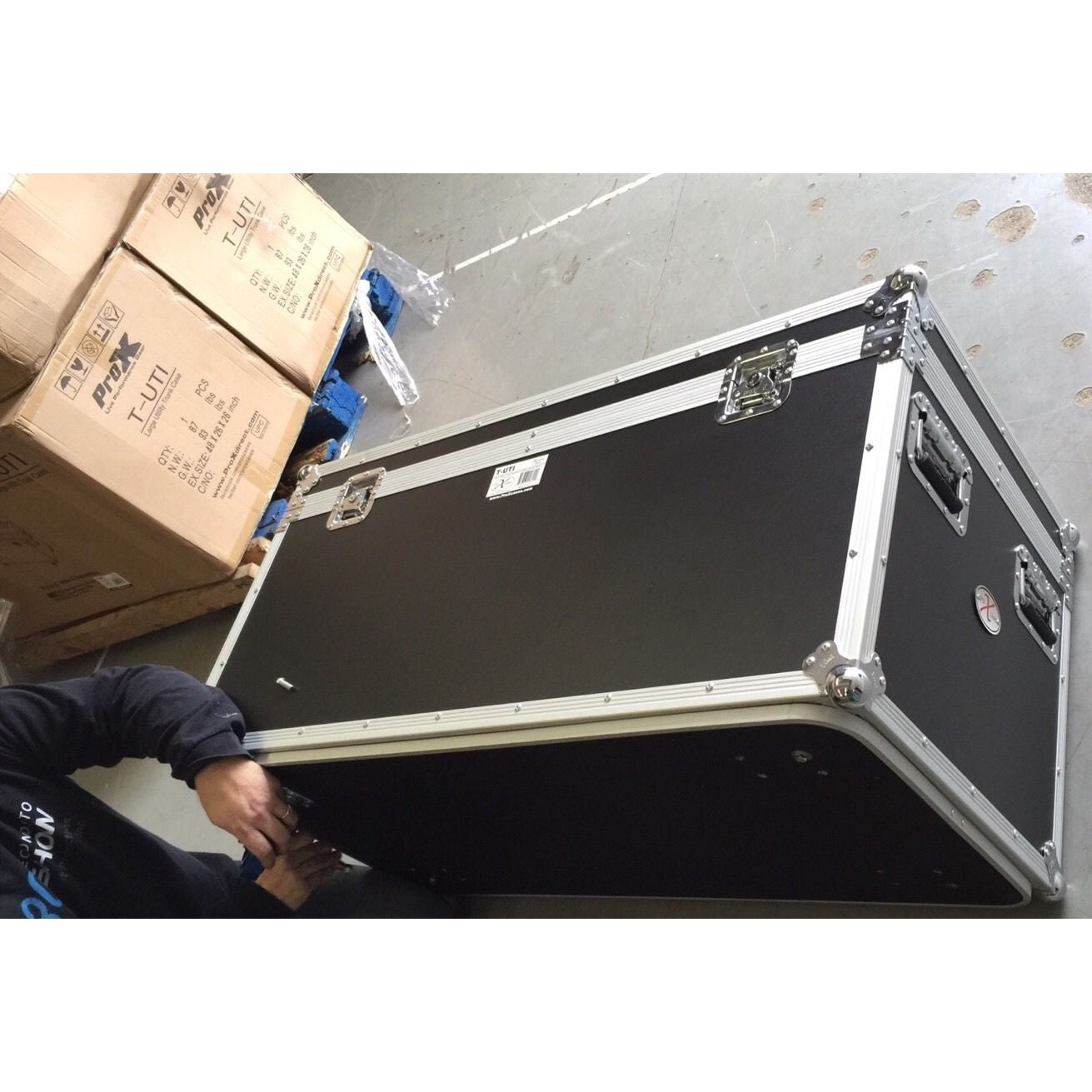 ProX Utility Trunk Storage Case ATA Road Case With Foam | Large (21.5 in x 44 in x 21 in) | Recessed Spring-Loaded | 4" Casters (2 Locking)