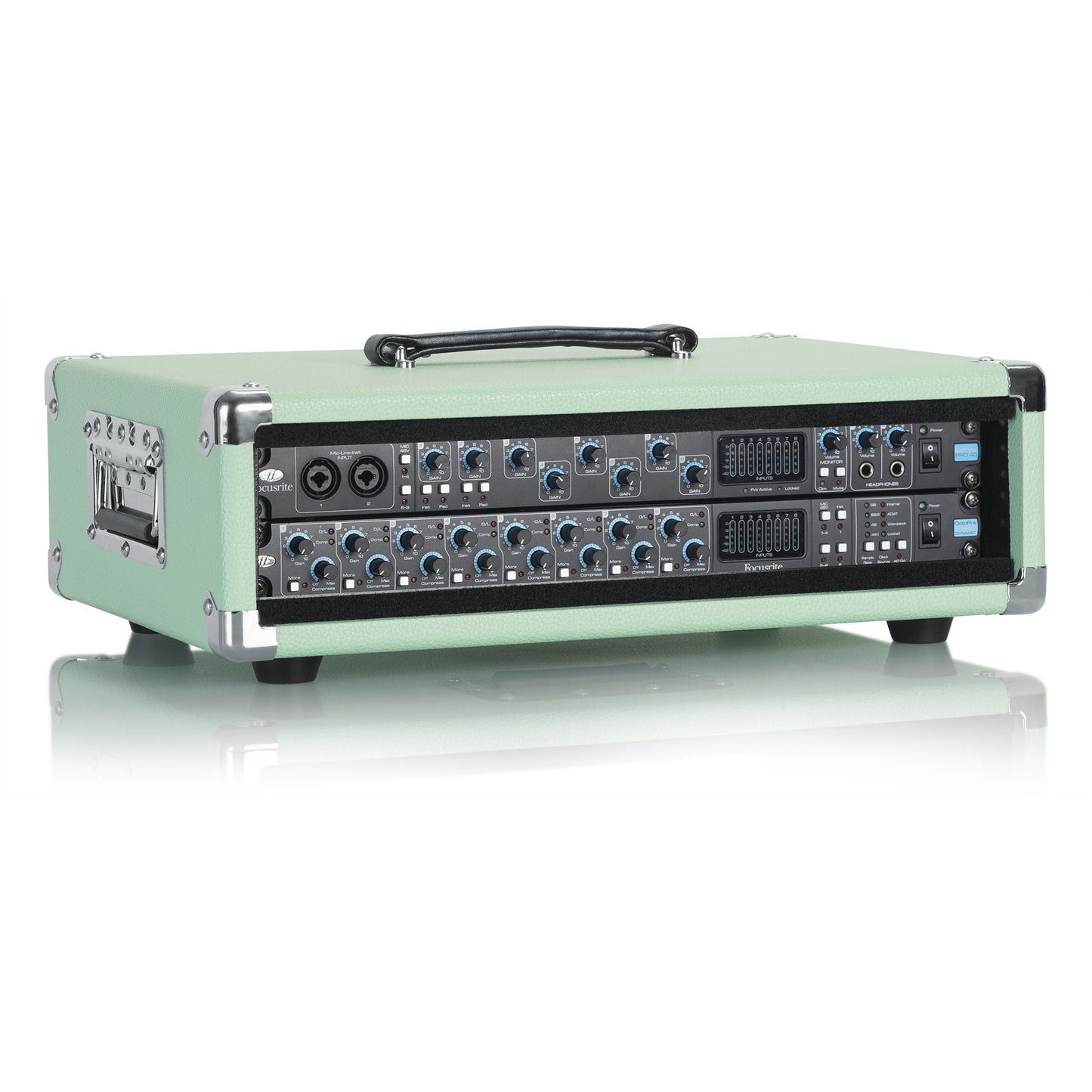 Gator GR-RETRORACK-2SG Vintage Amp Vibe Rack Case 2U | Seafoam Green