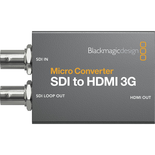 Blackmagic Design Micro Converter SDI to HDMI 3G top view with SDI IN and SDI LOOP OUT BNC jacks