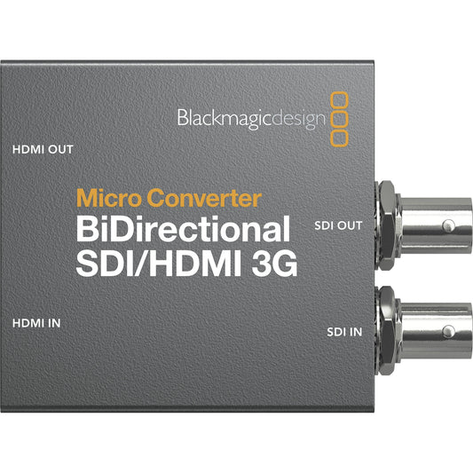 Blackmagic Design Micro Converter BiDirectional SDI/HDMI 3G top view with labeled SDI BNC ports