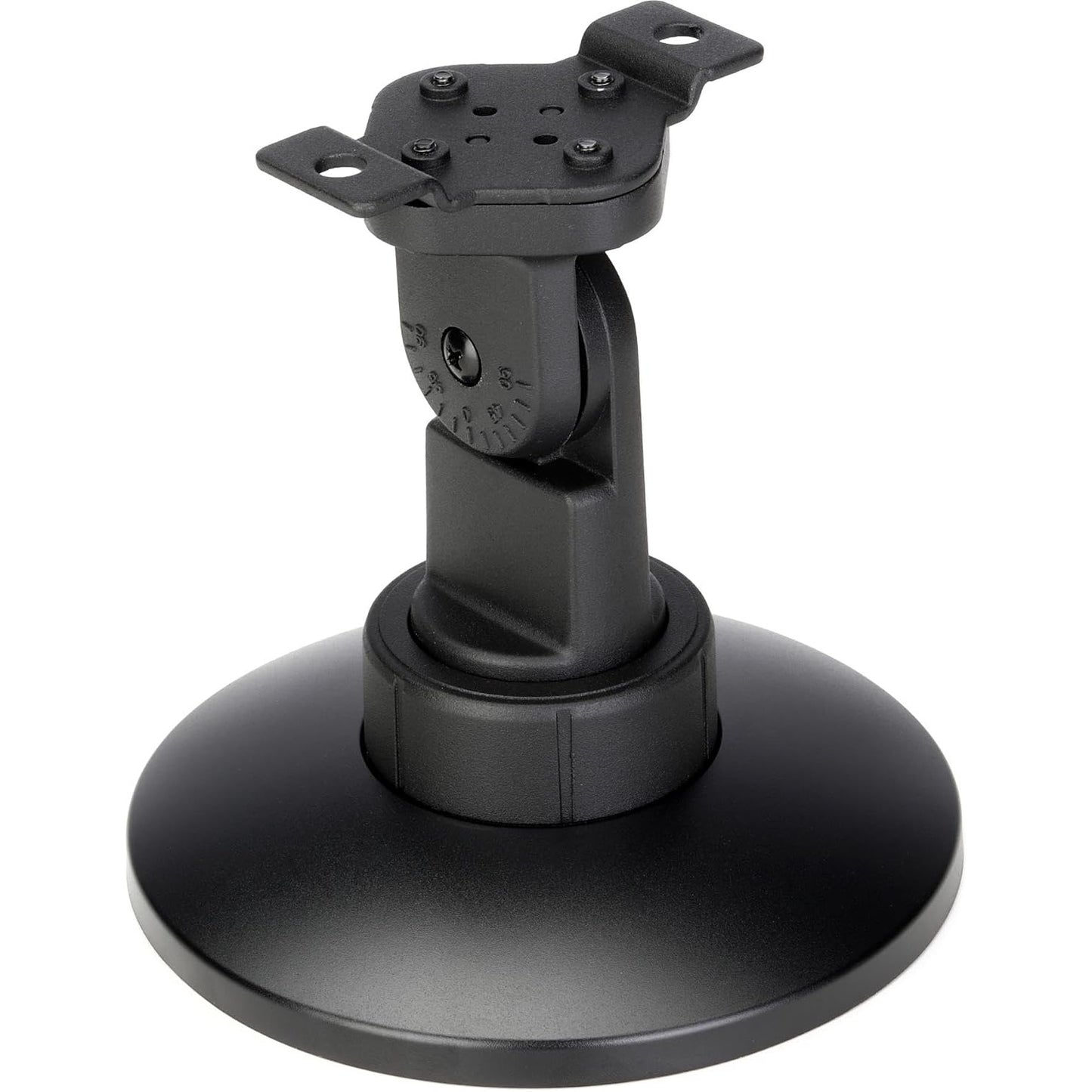 Bose CMB S2 ceiling mount bracket in black showing round base, pivot arm with angle scale, and speaker plate