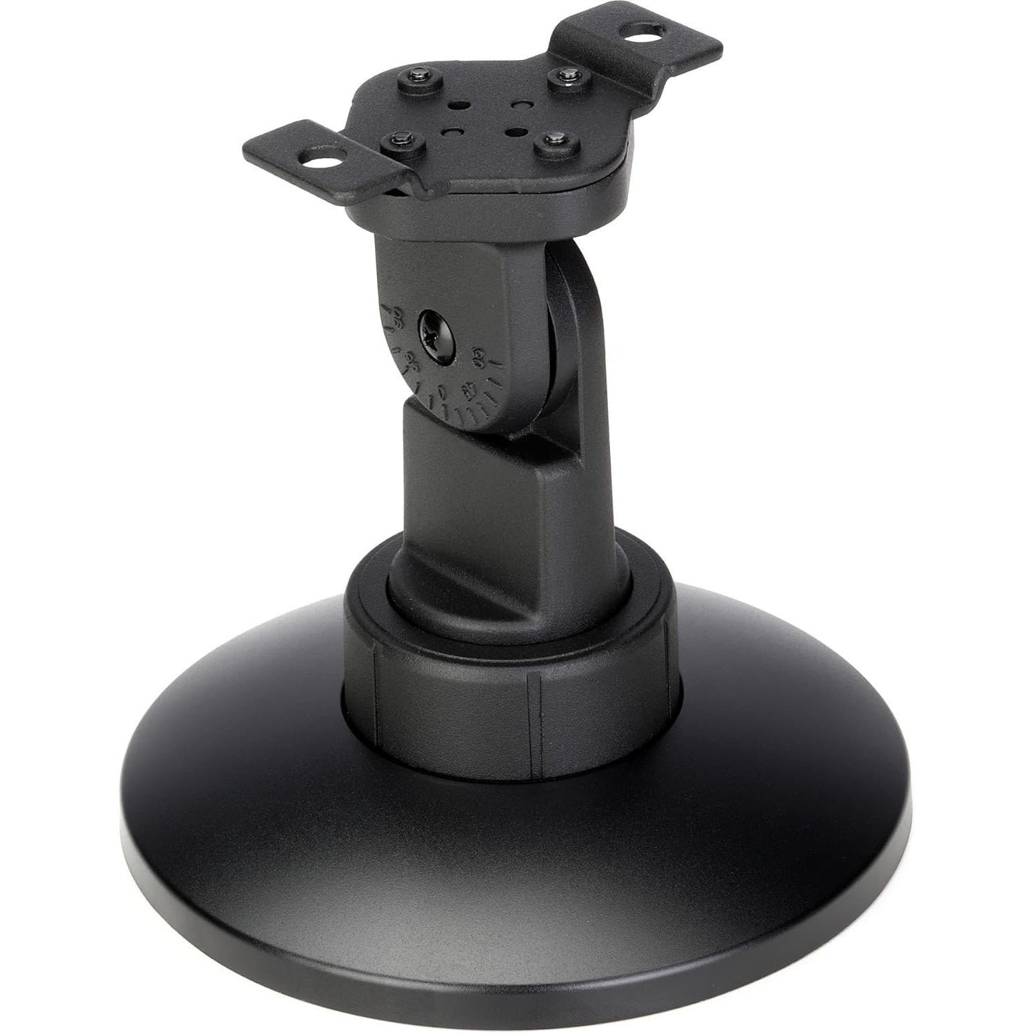 Bose CMB S2 ceiling mount bracket in black showing round base, pivot arm with angle scale, and speaker plate