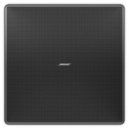 Bose black square grille for EdgeMax EM90/EM180 loudspeaker, front view with perforated mesh and Bose logo