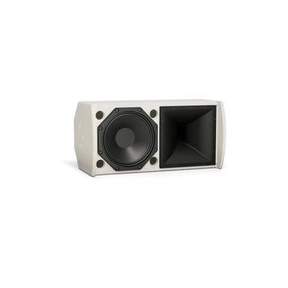 Bose AMU108 with grille removed showing woofer and horn-loaded high-frequency waveguide
