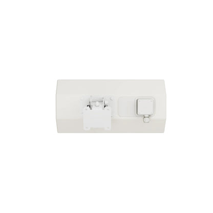 Bose AMU108 rear panel with mounting bracket plate and weatherproof connection cover in white