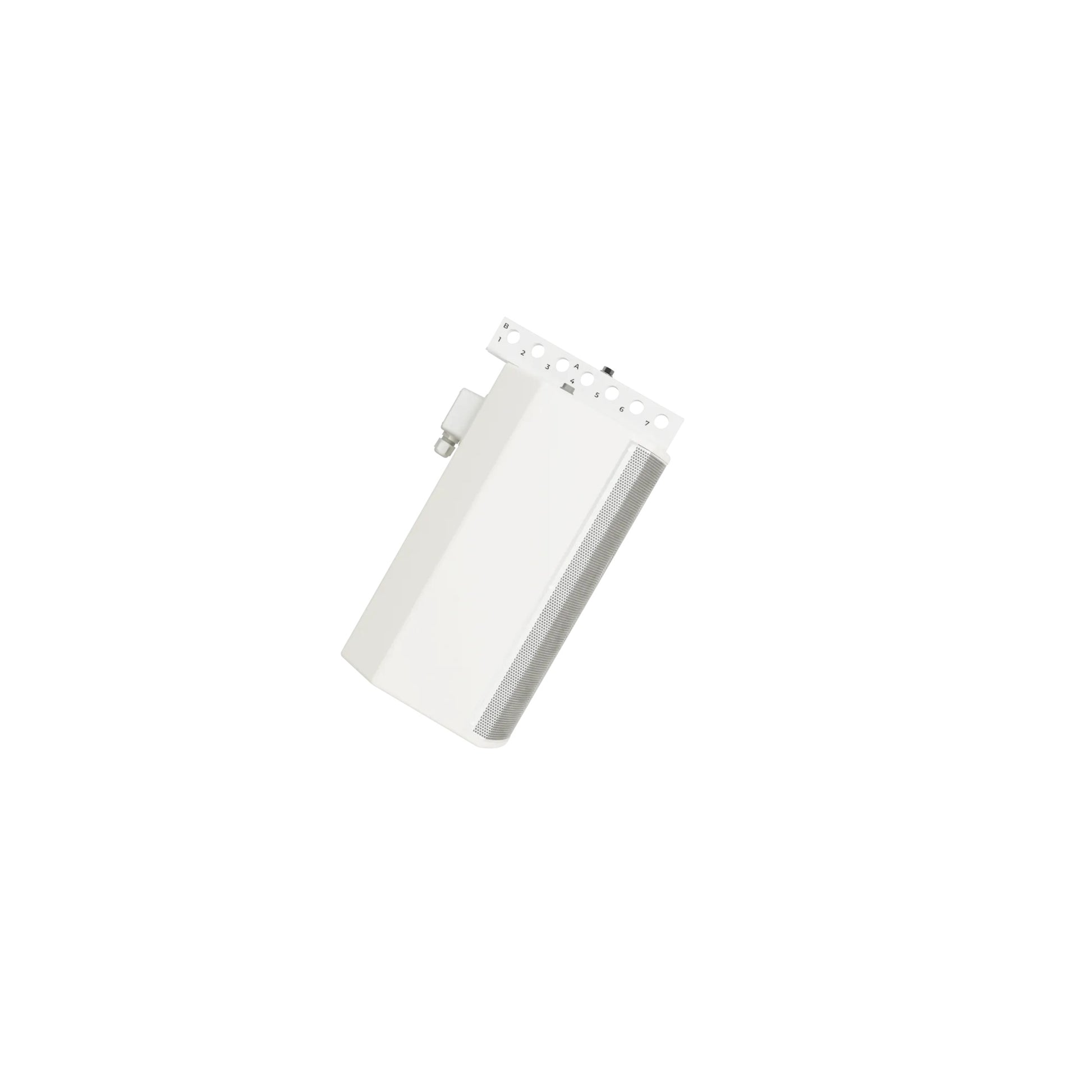 Bose AMU108 outdoor speaker on numbered aiming bracket, viewed from above at an angle