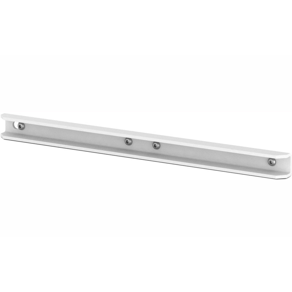 Bose CB-MA12EX coupling bracket in white, angled view showing channel rail and mounting screws